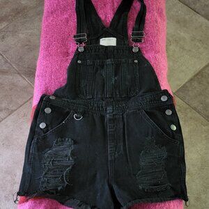 ASOS Denim Black Distressed Shortalls